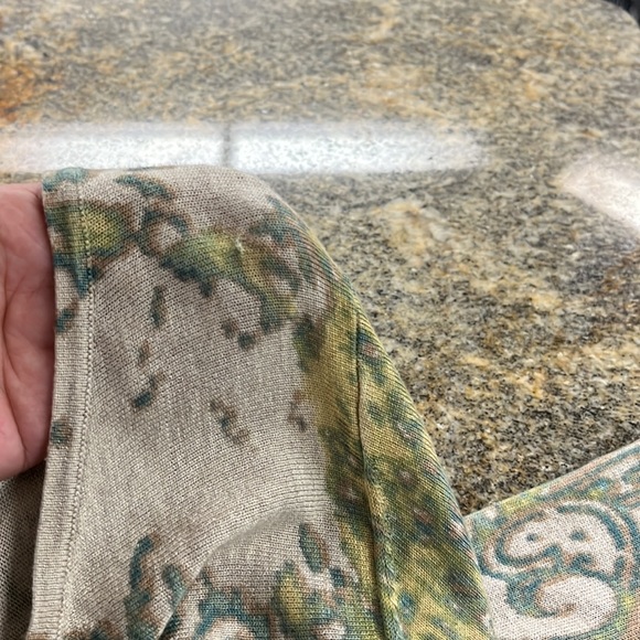 J Jill woman’s 3/4 sleeve tunic style top Paisley tan green Silk Cotton Cashmere - Picture 11 of 12
